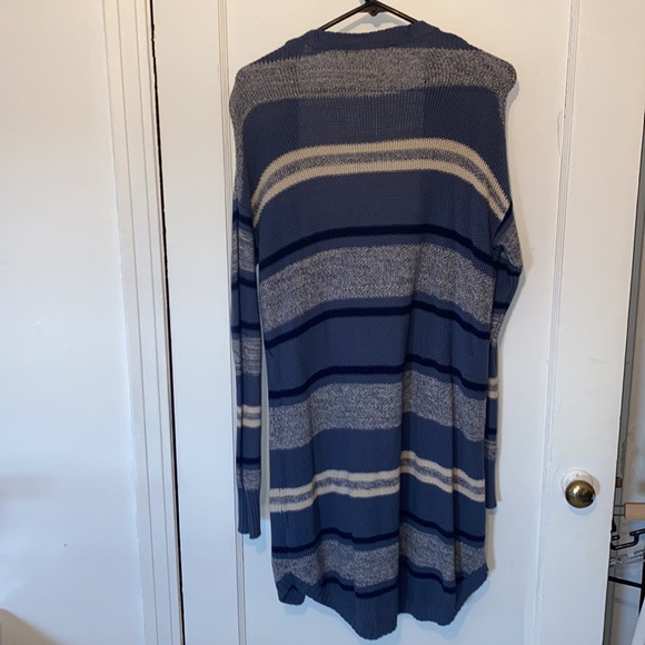 St. John’s Bay striped knit duster cardigan sweater with pockets - Picture 4 of 6